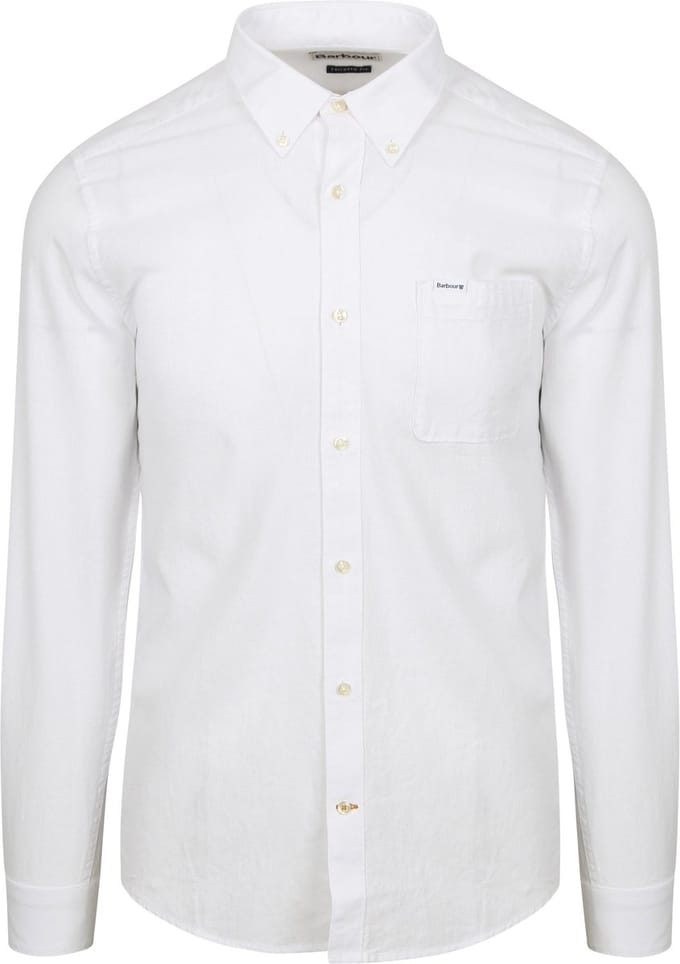 Barbour Shirt Nelson Tailored White - Maat L - Heren - Overhemden Casual