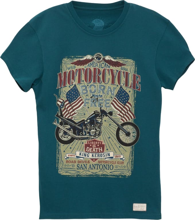 King Kerosin T-shirt Born To Be Free Blauw