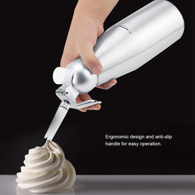 1000ml Draagbare Aluminium Slagroomspuit Schuimer Dessertgereedschap white
