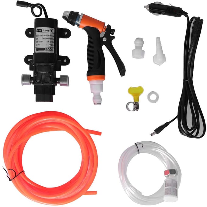 Pompe Laveuse de Voiture Haute Pression Portable Kit de Nettoyage pour Maison Jardin black