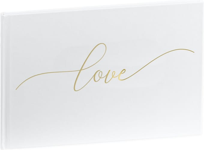 SecaDesign Gastenboek - LOVE - A4 formaat - wit / goud - receptieboek bruiloft