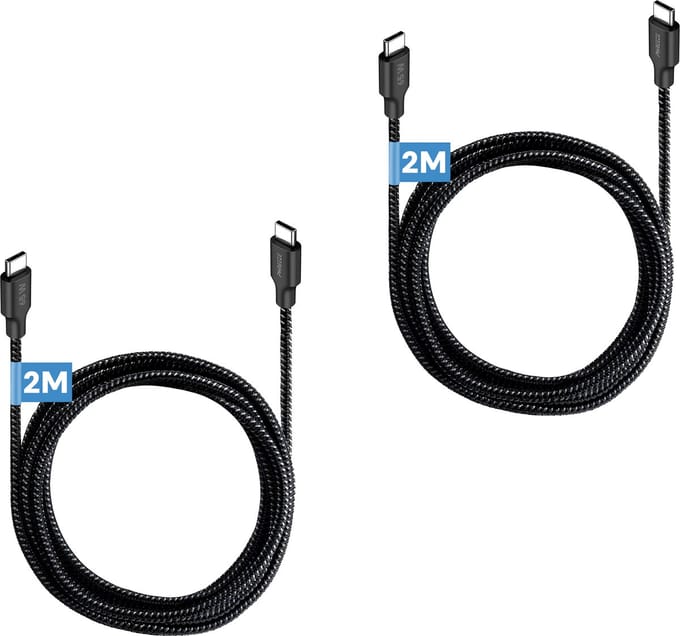 Usb C kabel 2m - Stevig nylon - 65W snelladen - 480Mbps data