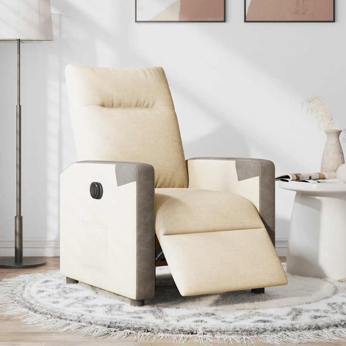 vidaXL - Fauteuil - verstelbaar - elektrisch - stof - crèmekleurig