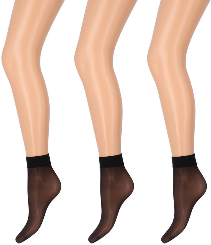 Marianne - Dames Pantysocks Satin Sheers - 15Den - 3-Pack - Maat One Size - Zwart