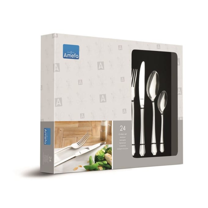 Amefa Pearl 24-delige Bestekset – 6 Personen – Zilver – 18/0 Chroomstaal – Cadeauverpakking