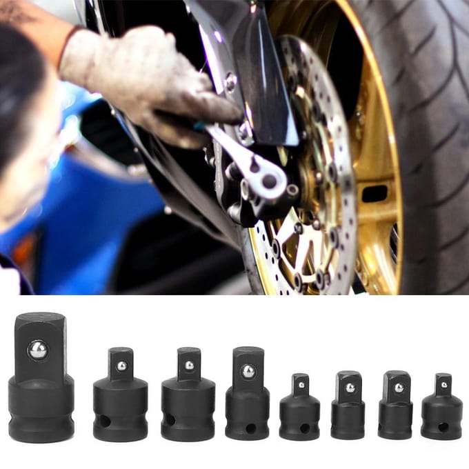 8 stuks Zwarte Dopsleutel Adapter Verloopstuk CRV Slagmoersleutel Converter Set