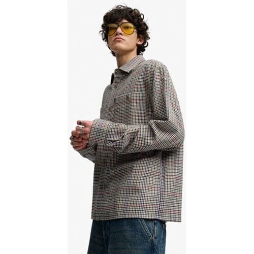 Superdry Bench Boxy Katoenen Overshirt Brown Grootte: S