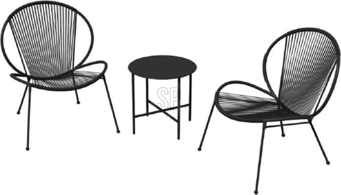 Relaxwonen - tuinset - zwart - tafel + 2 stoelen
