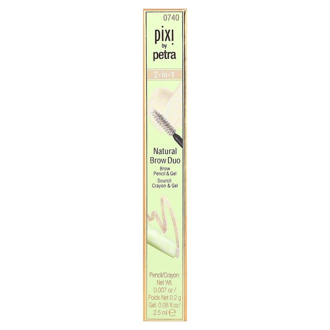 2-In-1 Natural Brow Duo, Brow Pencil & Gel, 0740 Natural Blonde, 1 ea beige