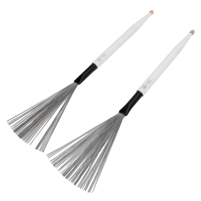 2 STKS Drumborstel Dubbelkoppig Dubbel Doel Esdoorn Drumstok Rubber Staaldraad Draagbaar Percussie wit