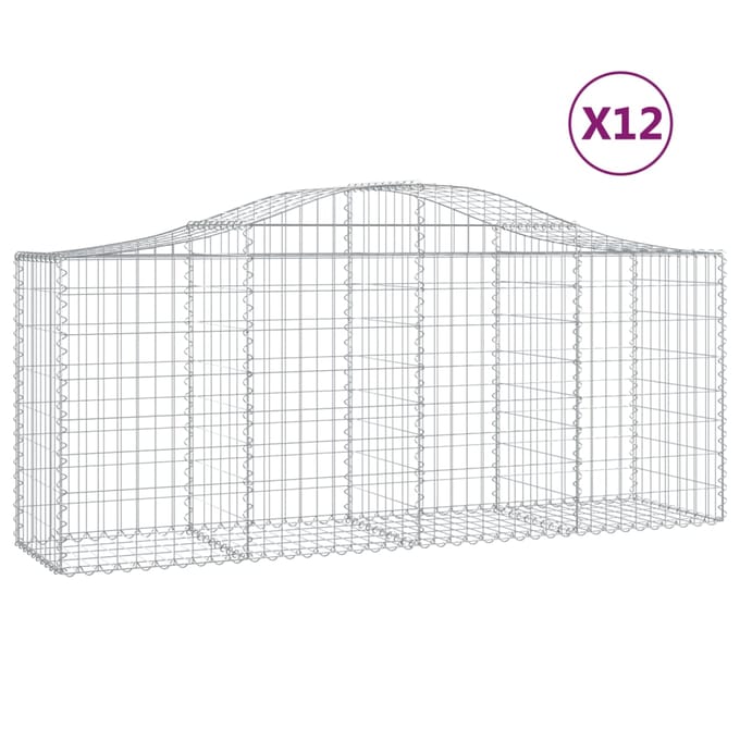 vidaXL - Schanskorven - 12 - st - gewelfd - 200x50x80/100 - cm - ijzer