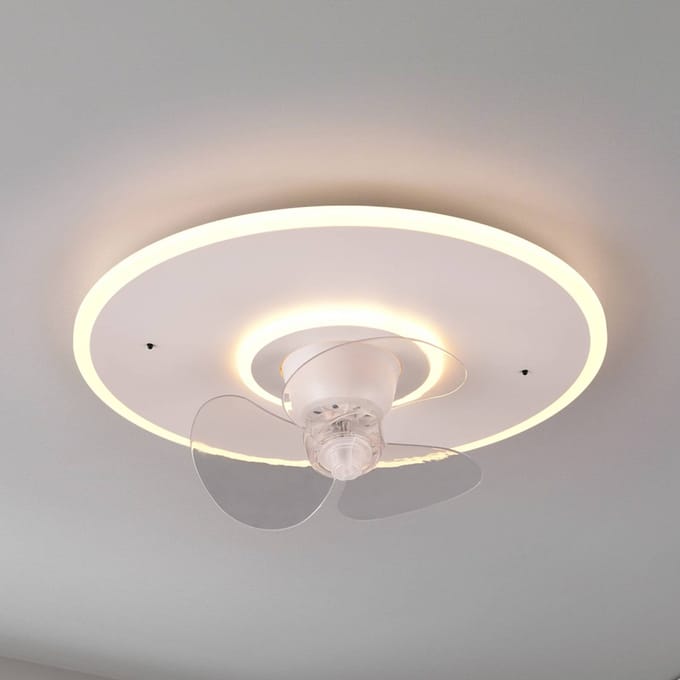 Reality Leuchten LED-ventilator Nybro, wit, DC, stil, Ø 50 cm, CCT, afstandsbediening