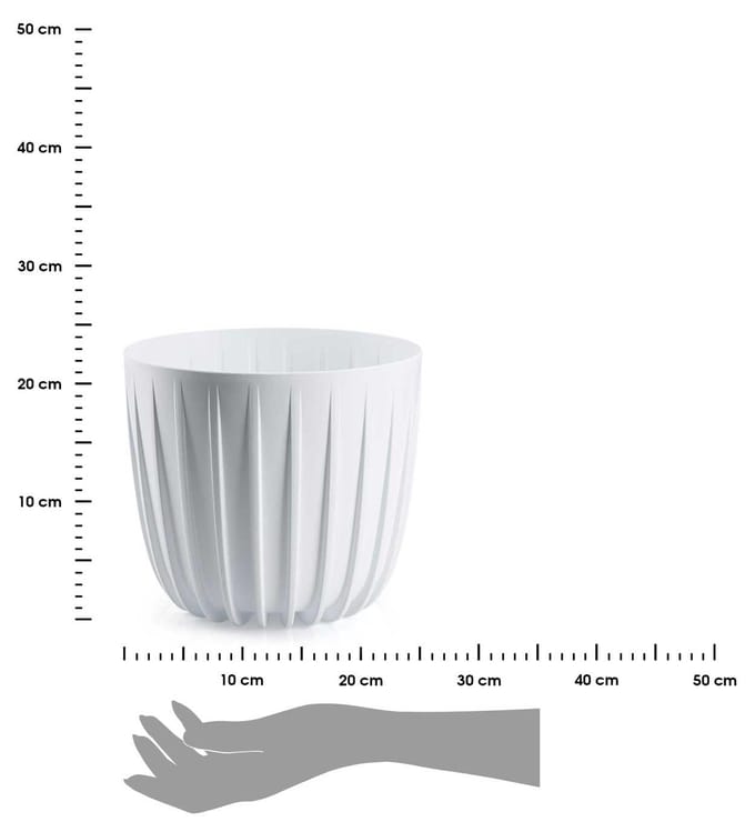 HowHomely Stripped - Bloempot - Wit - Laag - 24x21 cm