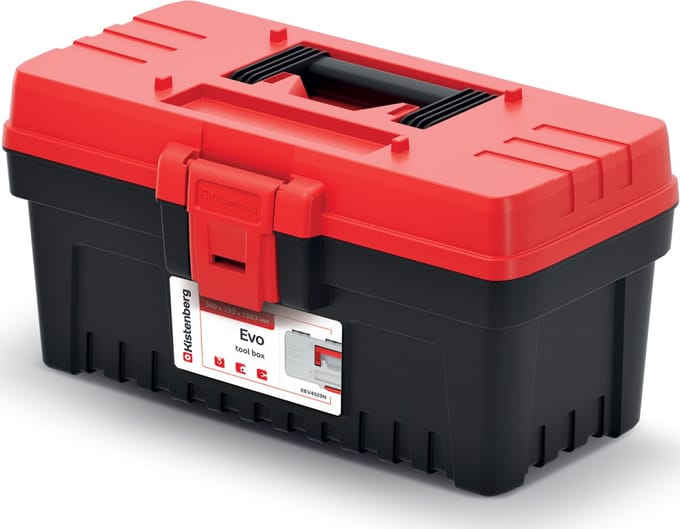 Prosperplast - Gereedschapskoffer - 36x18,6x19,3cm - Ergonomische Handgreep - Czarno-Czerwony