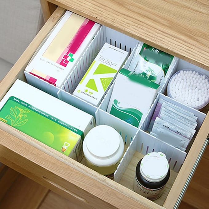 5 Stuks Doe-het-zelf Plastic Lade Organizer Verstelbare Ladeverdelers Scheiders (50*11cm) white