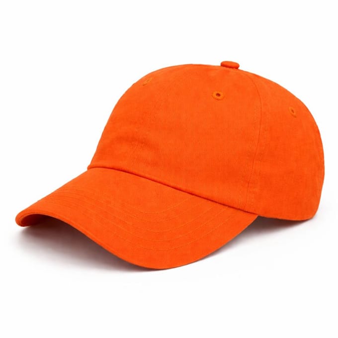 6 Panel Cap - Crew – 100% Katoen – Verstelbaar met Sliding Closure – Zachte Dunne Baseball Cap – Unisex - Oranje