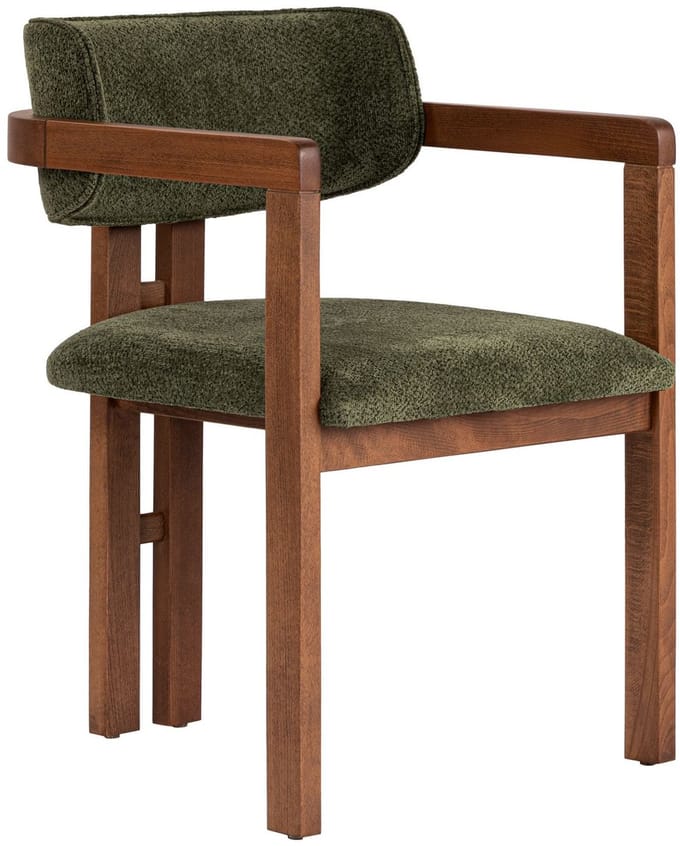 Asir - Stoel - Groen, walnoot - Frame: 100% beukenhout - 85 x 58 x 58 cm