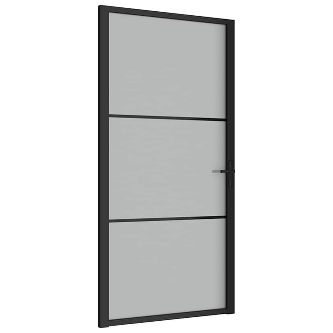 vidaXL - Binnendeur - 102,5x201,5 - cm - matglas - en - aluminium - zwart