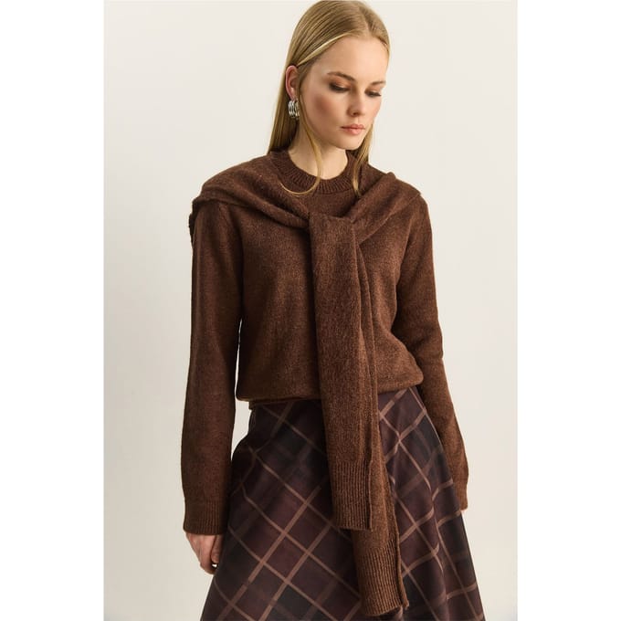 Regular Fit Korte Mouwen Ribbels Sweater