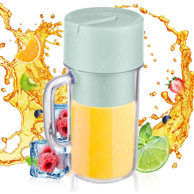 Draagbare blender voor shakes en smoothies Miniblender van 340 ml met handvat 6 messen Waterdichte USB groen
