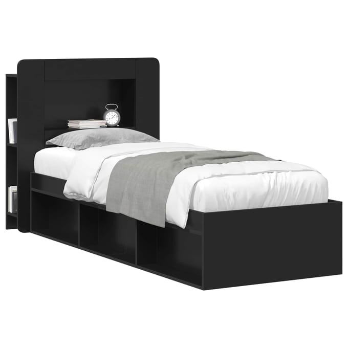 vidaXL - Hoofdeinde - Kast - met - opslag - Zwart - Geconstrueerd - hout