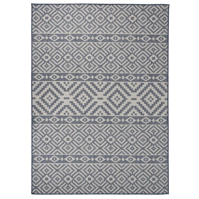 vidaXL - Buitenkleed - met - patroon - platgeweven - 200x280 - cm - blauw