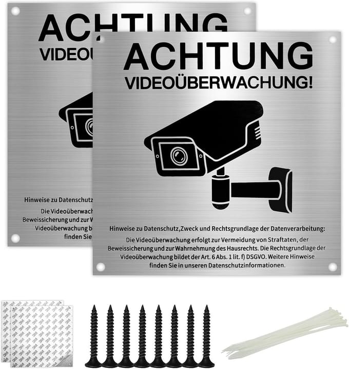 Waarschuwingsbord Videobewaking 15x15 cm Aluminium met AVG Melding