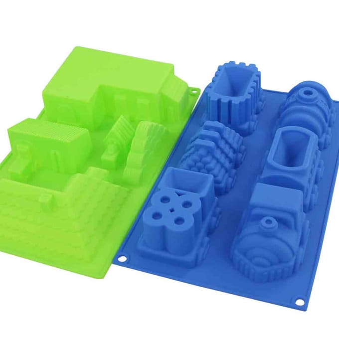Siliconen Bakvorm Trein/Huis 17x5x30 cm Assorti