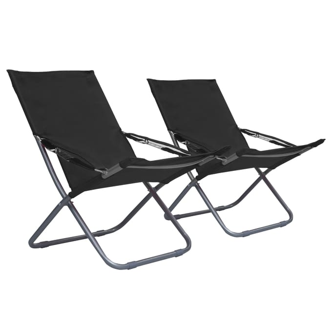 vidaXL - Opklapbare - stoelen, - 2 - stuks, - stof, - zwart