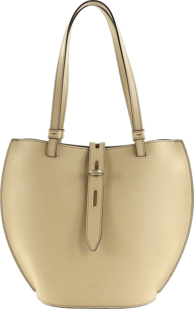 FURLA Leren Schoudertas Handtas Unica Tote Grano Beige