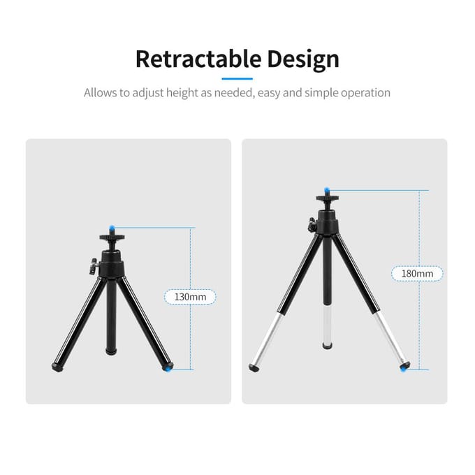 Draagbaar Webcam Statief Lichtgewicht Mini Webcam Statief voor Smartphone Webcam Desktop Statief Telefoon zwart