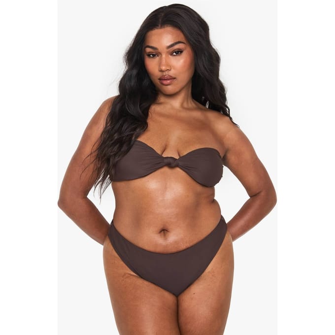 boohoo Dames Plus Swimwear Essentials High Waist Brief | Chocoladebruin | Maat: 50