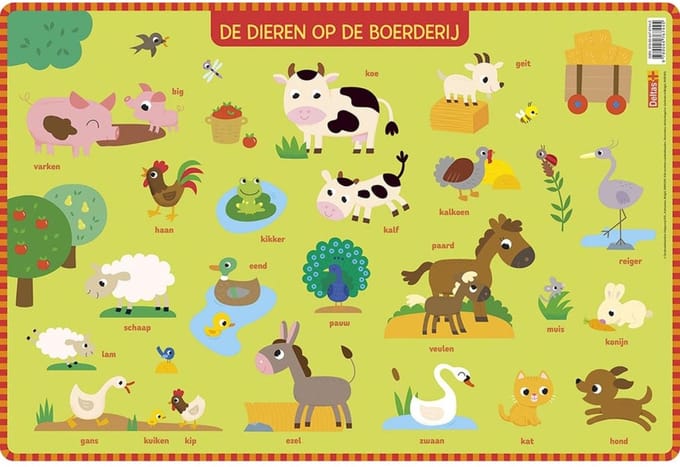 Onderlegger - De dieren op de boerderij