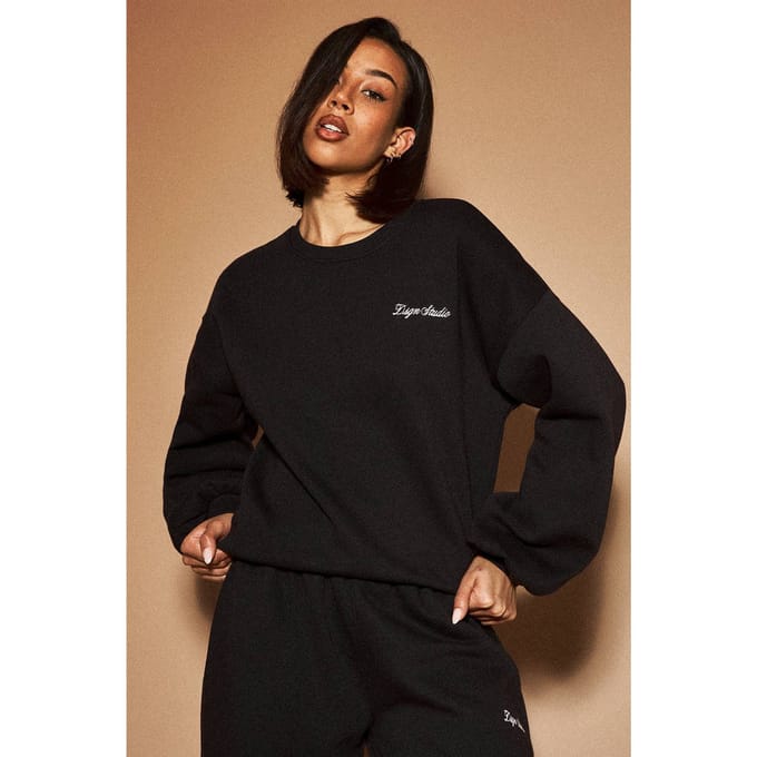 Dames Dsgn Studio Boxy Sweatshirt Met Ronde Hals | Zwart | Maat: Medium