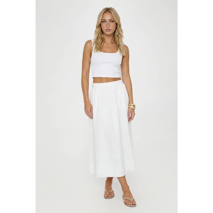 boohoo Dames Linnen-look Volume Midaxi Rok | Ecru | Maat: 44