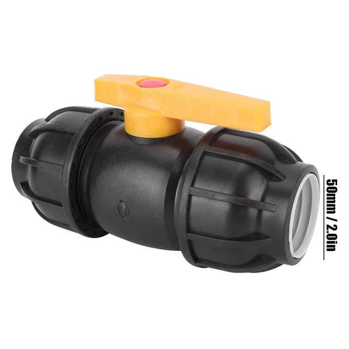 PE Plastic 50mm Diameter Kogelkraan Connector Waterleiding Fitting Accessoires