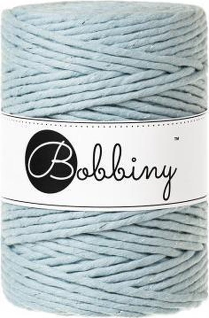 Bobbiny Macrame cord 5mm Silvery Misty Blauw, Zilver