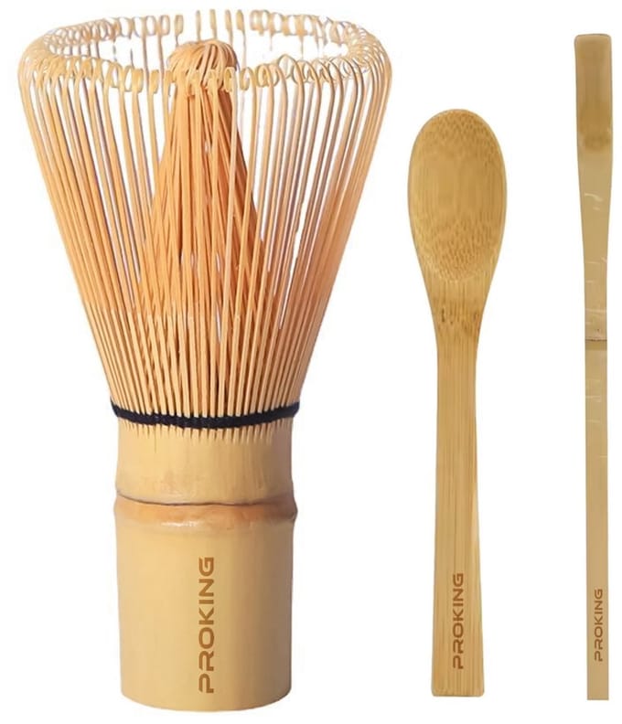 PROKING Matcha set - Klopper – Starter set van Bamboe – Opbergcasa - Whisk - Lepel - Starterkit - Complete set - 3 Delig