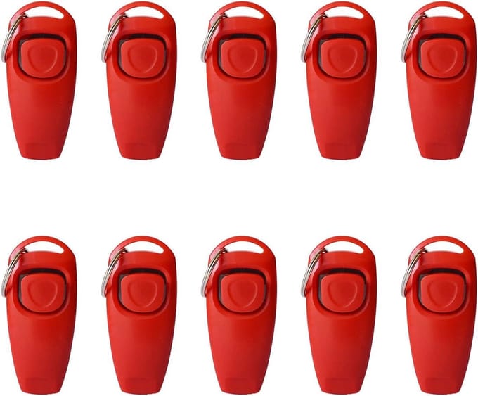 tooloflife Hond Clicker, Training Clicker Hond Fluitje Clicker 2 in 1 Training Gereedschap Rood 10 STKS