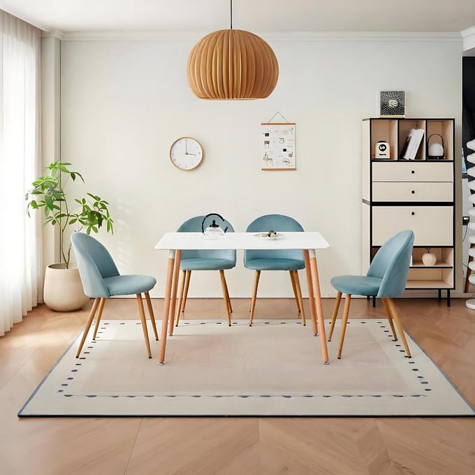 Eettafelset met 4 stoelen - Keukenmeubelset Eetkamercombinatie - Samen eten - Compact design - 110 x 70 x 74 cm