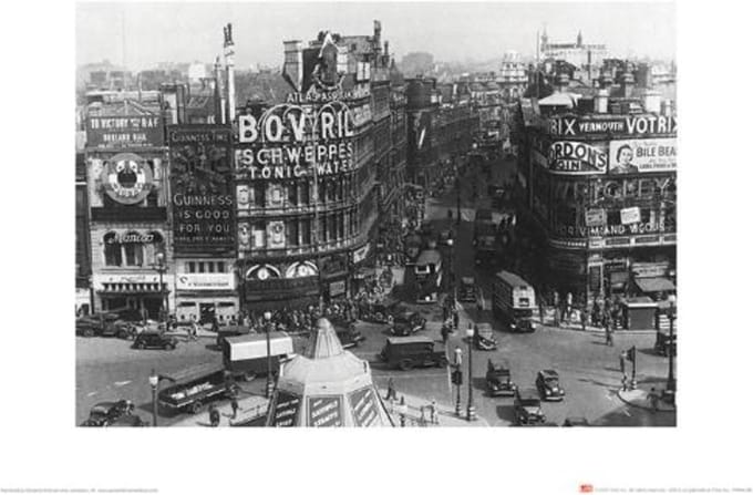 Kunstdruk Time Life - Piccadilly Circus London 1942 30x40cm