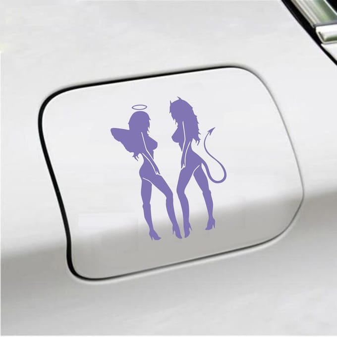 Bumpersticker - Engeltjes - 14 X 10 - Paars