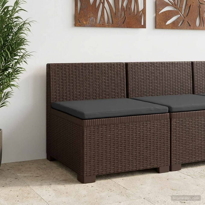 vidaXL - Eén-zits - Tuin - Sofa - met - Kussen - Rieten - Look - PP - Bruin