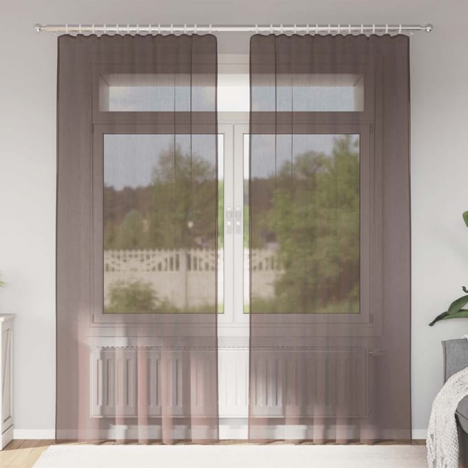 vidaXL - Gordijnen - voile - met - tab - top - 2 - st - bruin