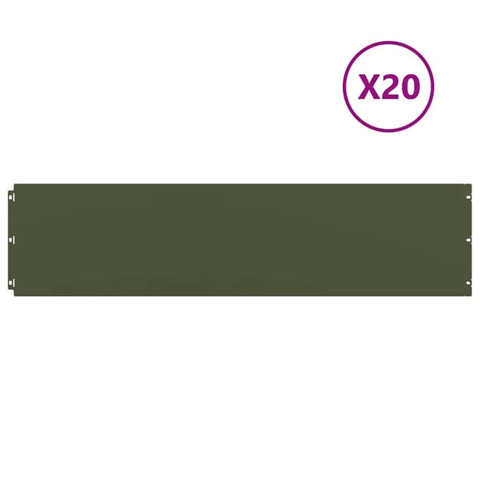 vidaXL - Gazonrand - 20 - st - 25 - x - 103 - cm - Staal - Olijfgroen