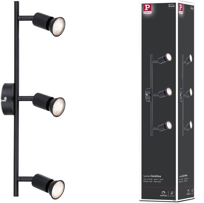 Spotlight Carolina GU10 230V max. 3x10W dimbaar Zwart mat