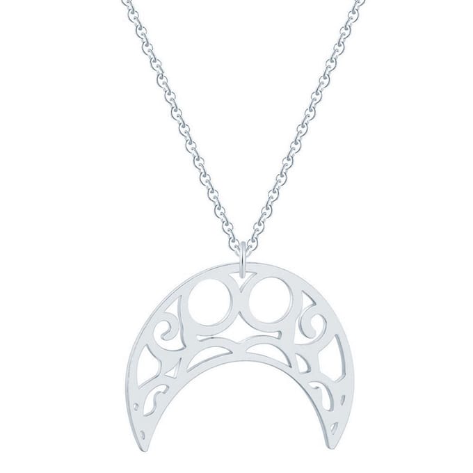 Hippe dames ketting Staal Maan Hanger Zilverkleurig