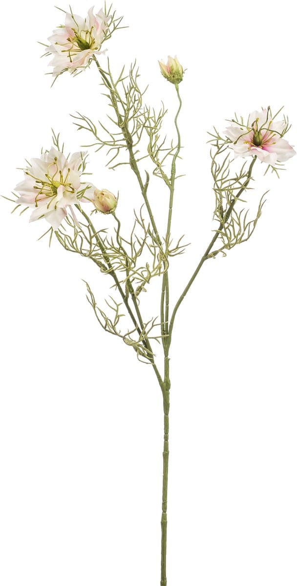 Emerald - Kunstbloem Juffertje-in-het-groen 73cm crème/roze - Kunstplant voor binnen