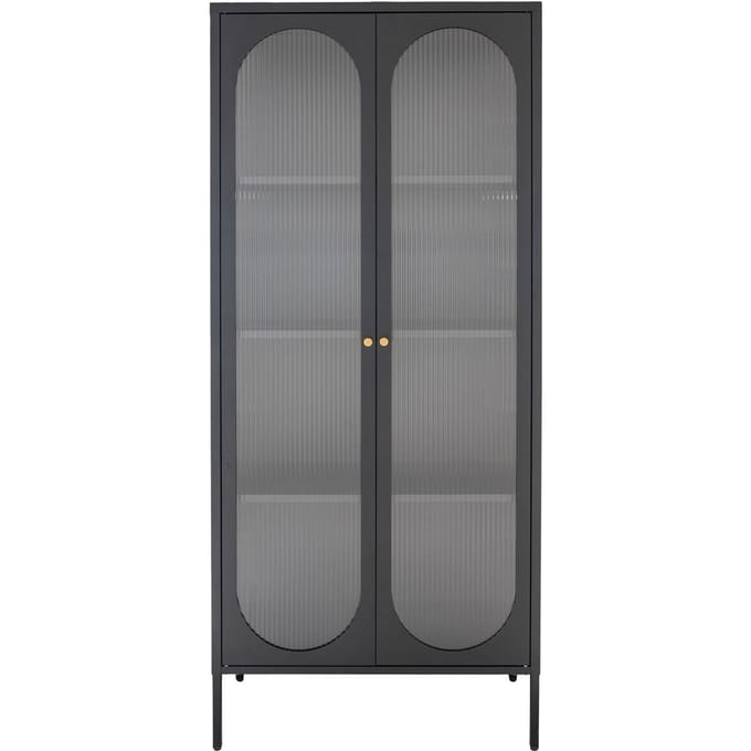 House Nordic Vitrinekast Adelaide 80x180cm Staal Zwart