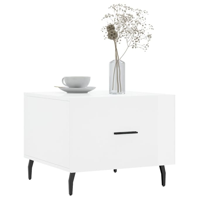 vidaXL - Salontafel - 50x50x40 - cm - bewerkt - hout - hoogglans - wit